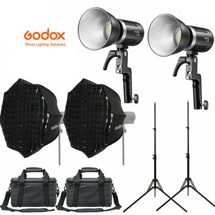Kit 2 Focos Led Godox ML60, 2 Softbox AD-S60S y pies