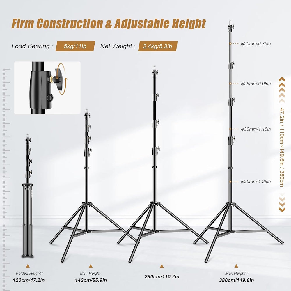Godox 380F Heavy-Duty – Pie de iluminación profesional 380cm