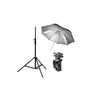 Kit Strobist pie estudio 260cm, paraguas plata-negro 84cm, soporte tipo B