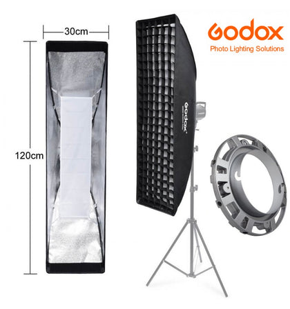 Softbox Strip Godox Premium 30x120cm con GRID para Elinchrom